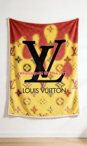 LV Yellow Monogram Flannel Blanket LV Bold Logo Throw IMG_3281